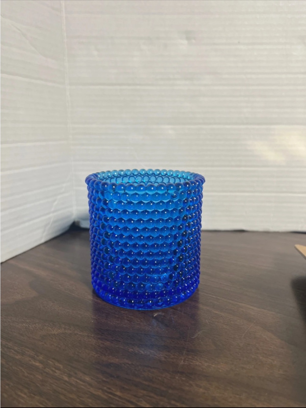 Vintage Large  Blue Glass Hobnail